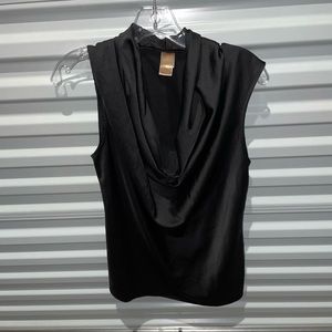 Long Elegant Legs L.E.L. Shirt Women’s Size M Satin Black Sleeveless Camisole